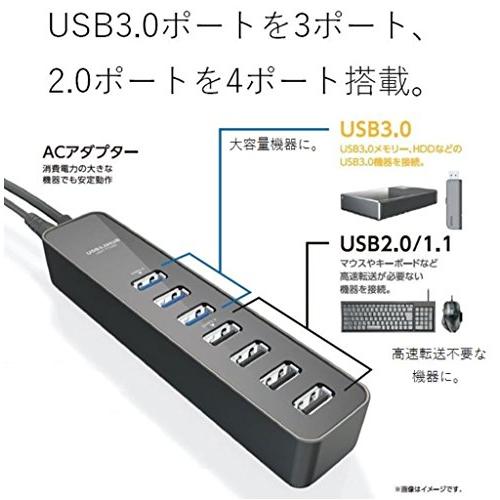 エレコム USB3.0 ハブ 7ポート ACアダプタ付(150cm) セルフ/バス両対応 マグネット付 MacBook / Surface Pro /｜blsg-shop｜04