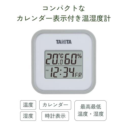 タニタ(Tanita) 温湿度計 時計 カレンダー 温度 湿度 デジタル 壁掛け 卓上 マグネット グレー TT-558 GY｜blsg-shop｜02