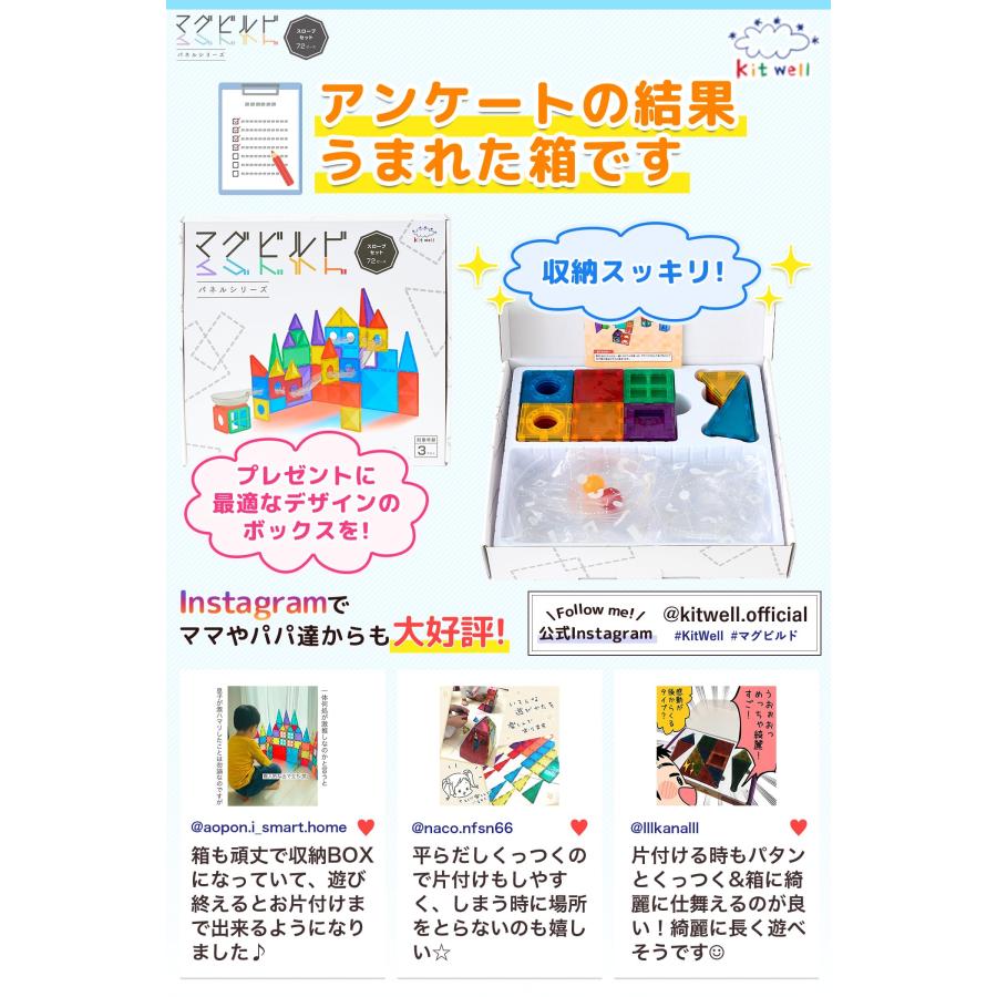 マグビルド　パネルシリーズ スロープセット　72ピース　キットウェル 楽天市場】マグビルド【スロープ セット 72 ピース】キット
