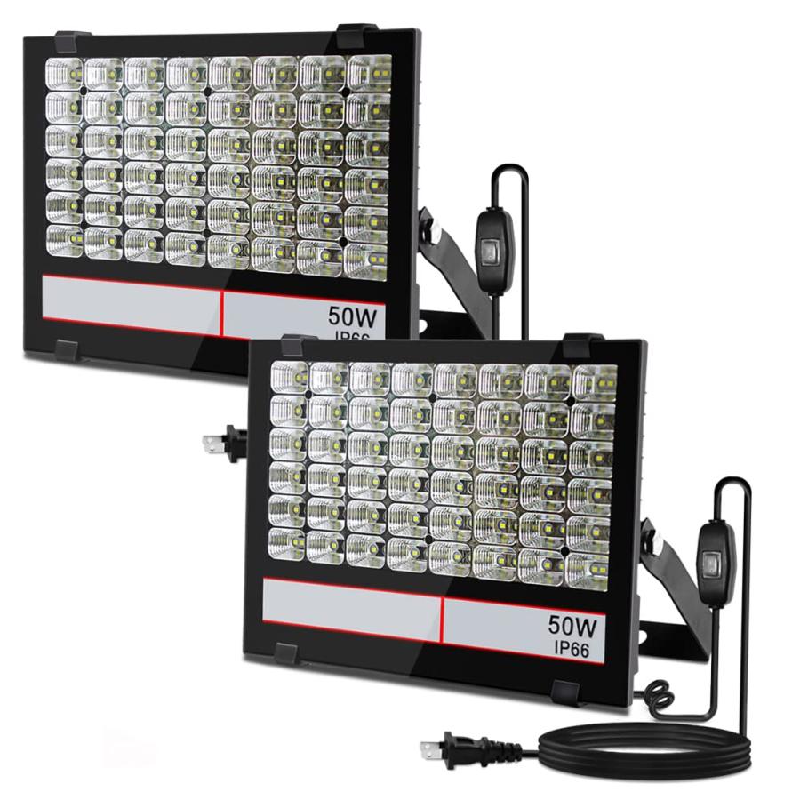 グレードアップ＞超薄型・超高輝度 LED投光器 50W 500W相当 昼光色