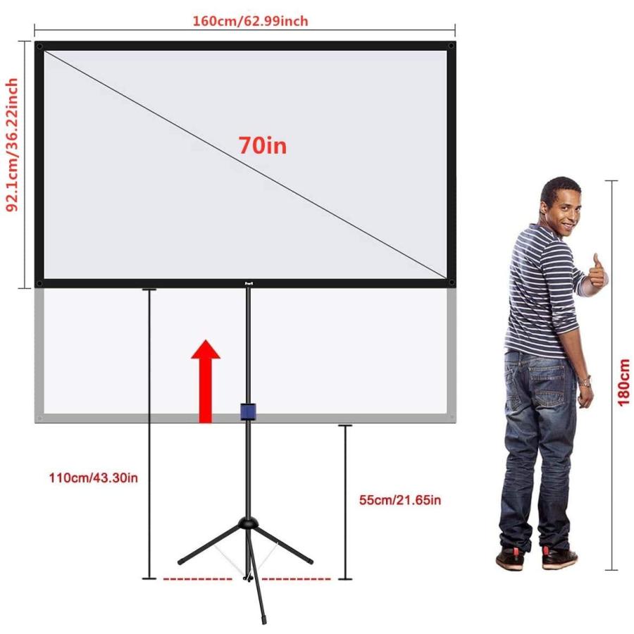 改良新版 4K対応 プロジェクタースクリーン 自立式 携帯型 三脚