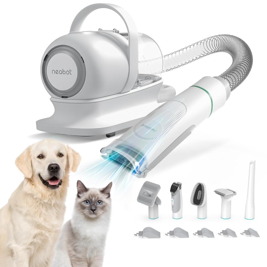 Neabot ペットバリカン 犬 猫 5in1 グルーミングセット ブラシと掃除機一体型Neabot ペット用バリカン 犬 猫美容器 5 in