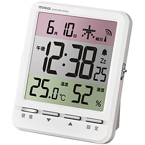 MAG(マグ) 置き時計 電波 デジタル スペクトル 温度 湿度 日付 曜日表示 ホワイト T-751WH-Z の商品画像