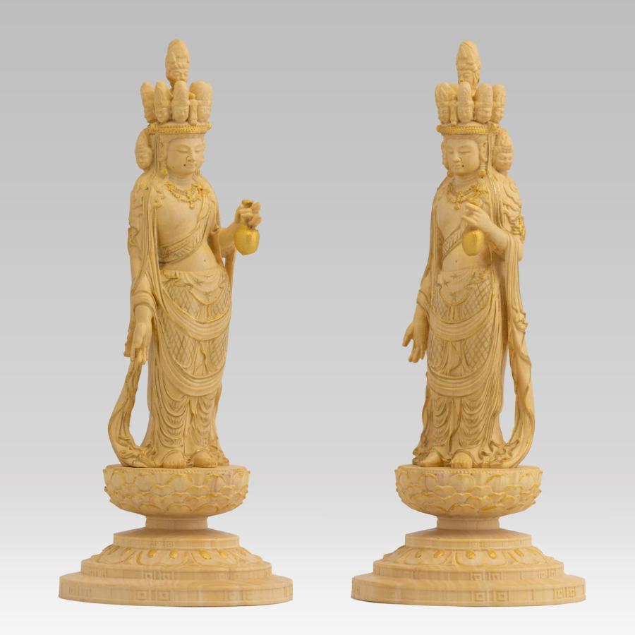 極小仏 十一面観音−12.5cm向源寺型（木製：ツゲ 金泥仕上）＿