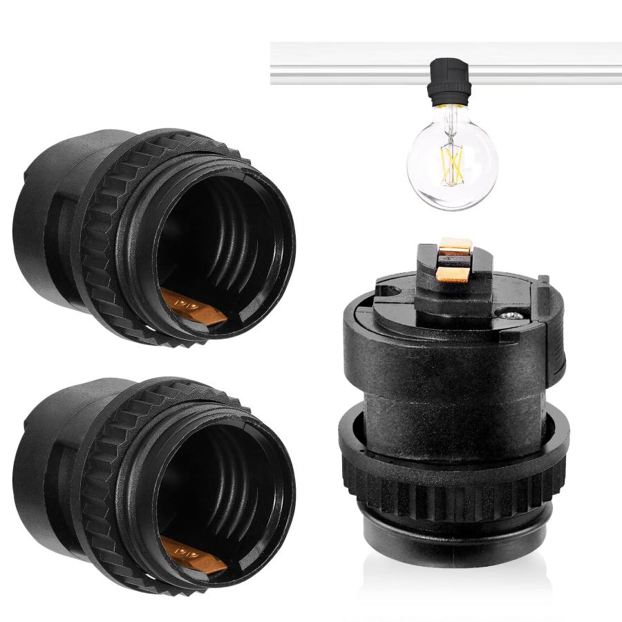 Pispoer ライティングレールソケット、E26電球ソケット、E26口金 ダクトレール用部品、工事不要、取付簡単、専用レール照明器具、天井照明、黒い | 