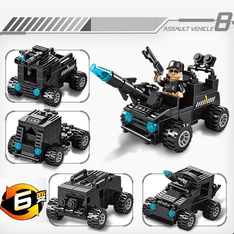 あす楽 レゴ互換ブロック ロボコップ 装甲車 戦闘機 LEGO互換品 SWAT 51種類変形可 ミニフィグ スワットチーム 知育玩具 ブロック 誕生日プレゼント 入園ギフト｜blt04｜15