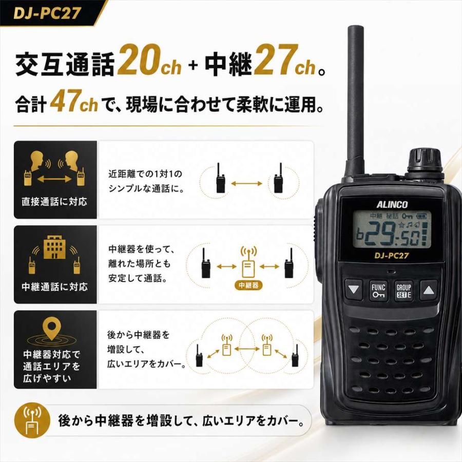 ALINCO DJ-PC27 特定小電力トランシーバー 中継対応 47ch DJ-PB20後継