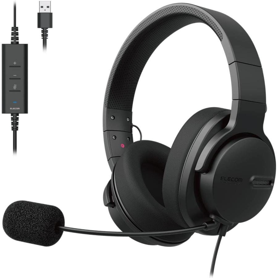 ELECOM エレコム　ヘッドセット　有線　HS-HP105UNCBK ブラック ELECOM（エレコム） ヘッドセット USB接続 マイク付 無指向性 有線