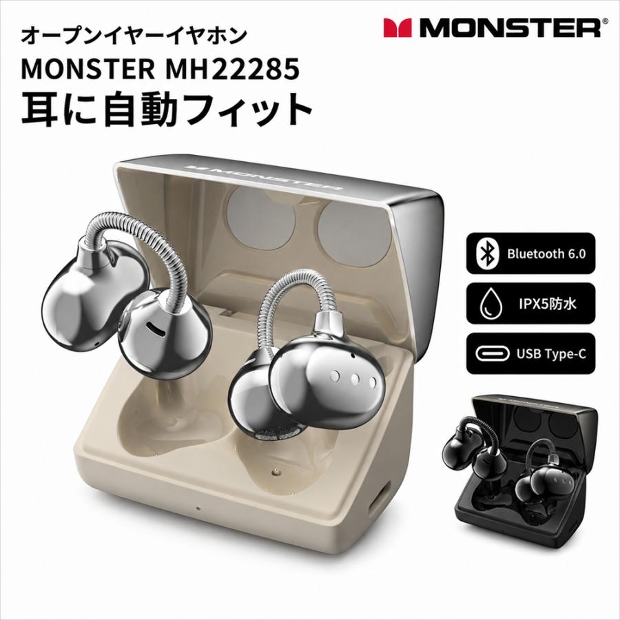 イヤホン manbou5656 MONSTER Airclip AC700 ブラック イヤーカフ型イヤホン Bluetooth 6.0