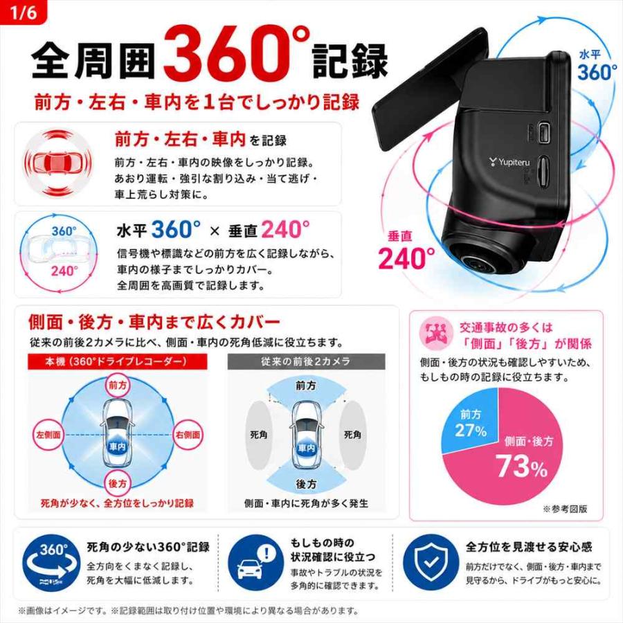 ユピテル marumie Q-21 360度 ドライブレコーダー 全周囲録画 GPS HDR