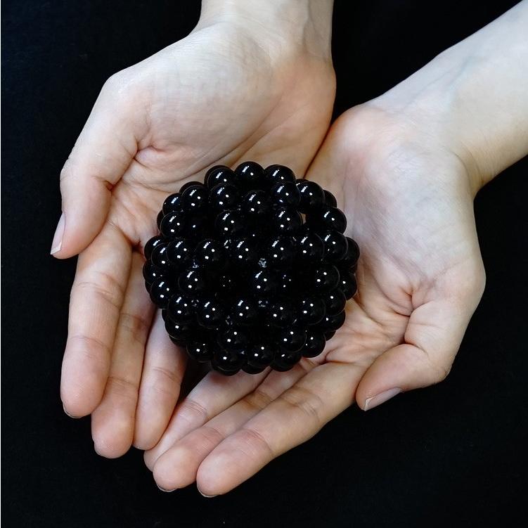 天然石 神聖幾何学 フラーレン モリオン黒水晶 10mm バッキーボール 高  