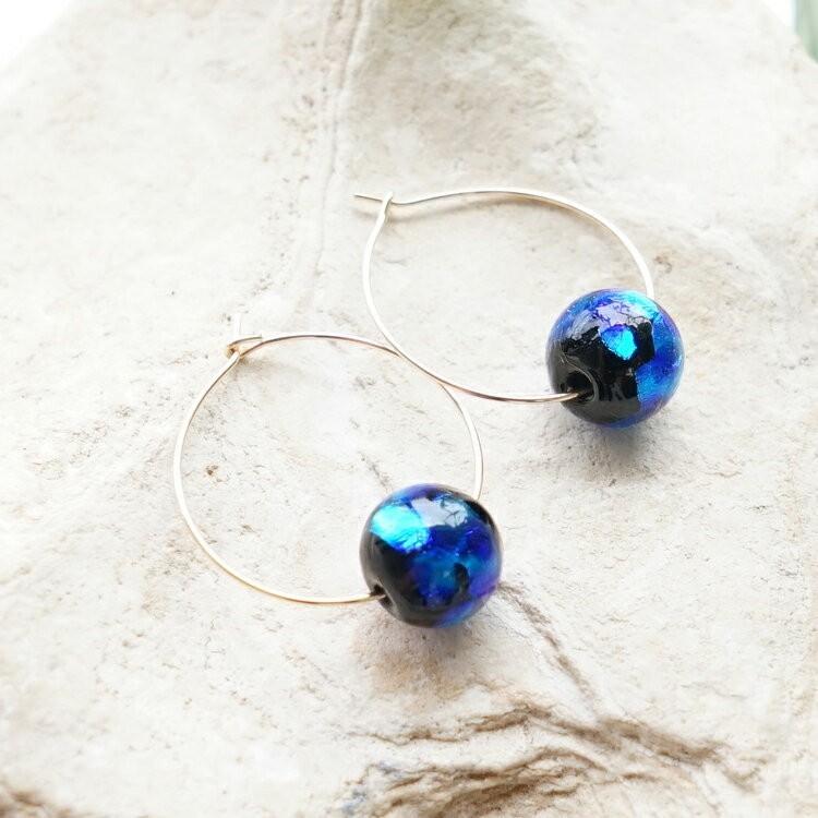 8月末まで値下げ】14KGF フープピアス パイレックスガラス 8月末まで