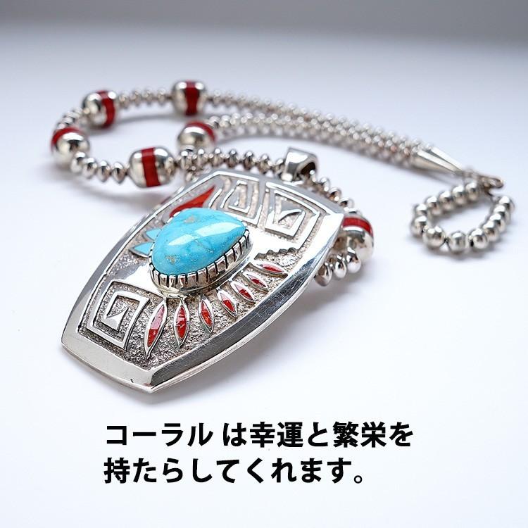 インディアンジュエリー ターコイズ ナバホ族 SV925 ペンダント レッド 