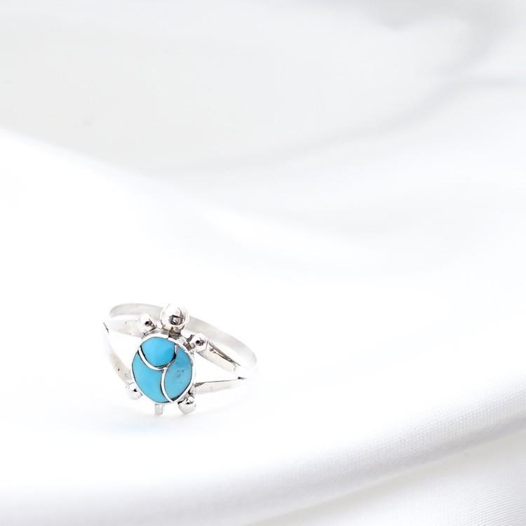 インディアンジュエリー リング タートル 亀 ターコイズ ズニ族