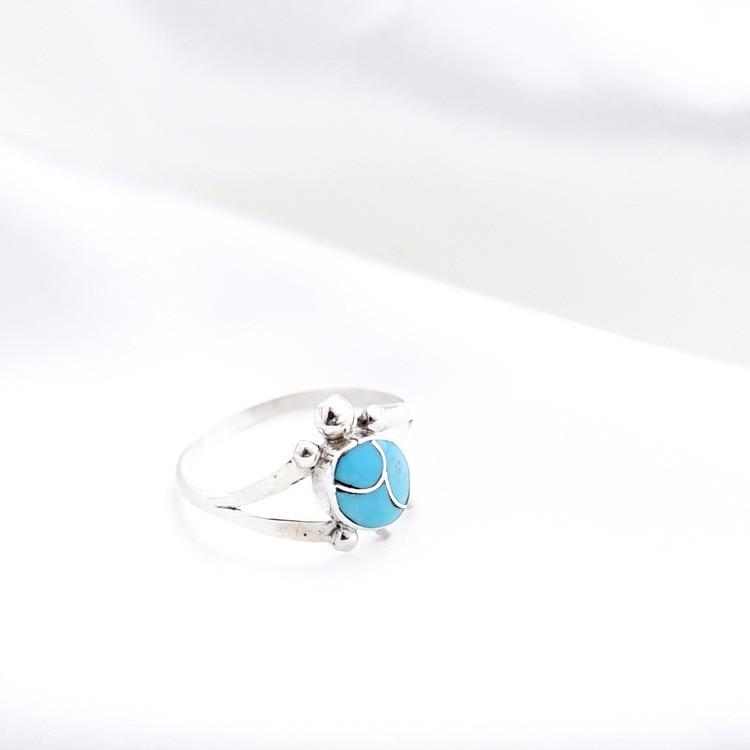 インディアンジュエリー リング タートル 亀 ターコイズ ズニ族