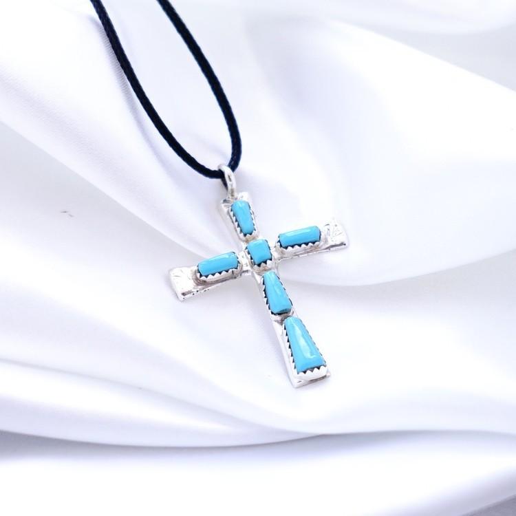 インディアンジュエリー ターコイズ ズニ族 トルコ石 十字架 クロス