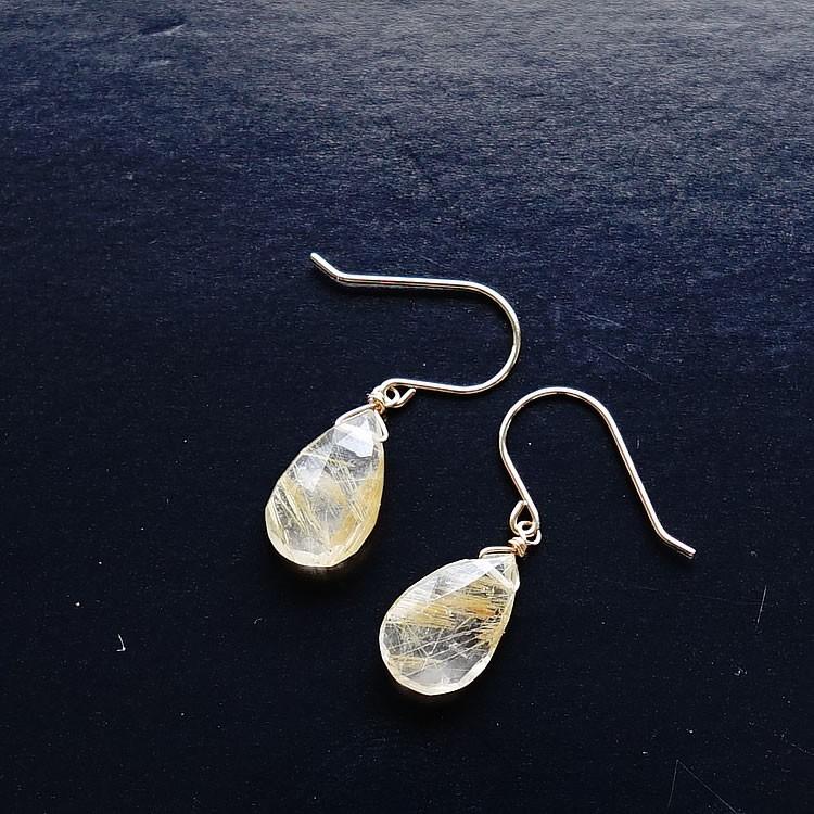 天然石 ピアス K18 18金 ゴールデンルチルクォーツ 金運 仕事運 フックピアス イヤリング 可愛い シンプル おしゃれ 大人 18k レディース パワーストーン ギフト 