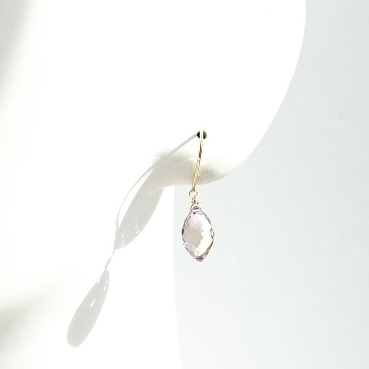 天然石 ピアス K18 18金 アメトリン 大粒 フックピアス イヤリング