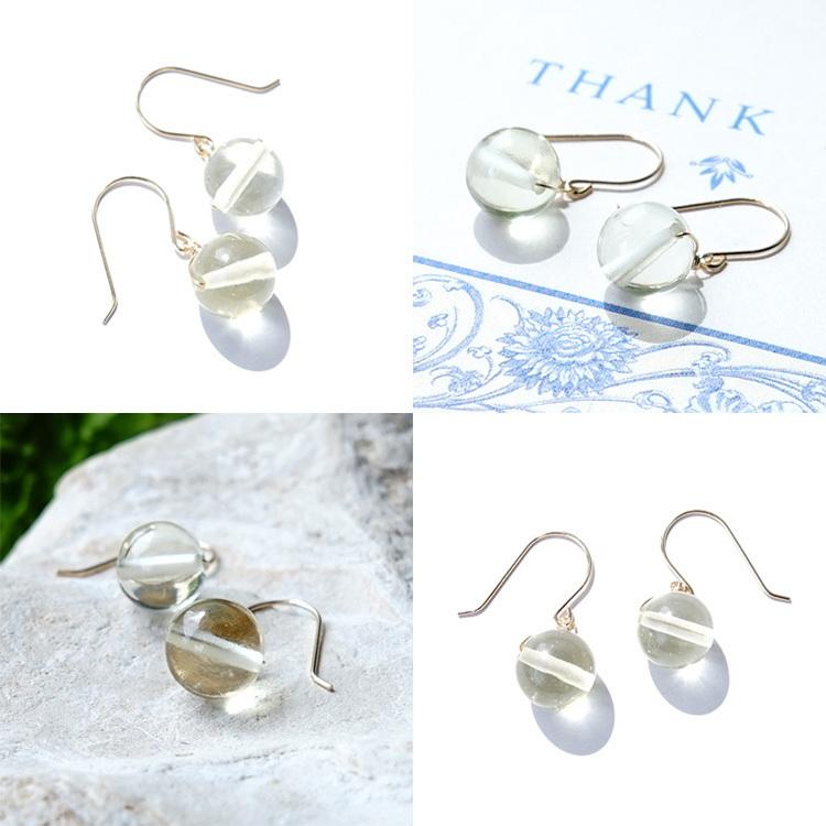 天然石 ピアス K18 18金 リビアングラス フックピアス イヤリング 宇宙