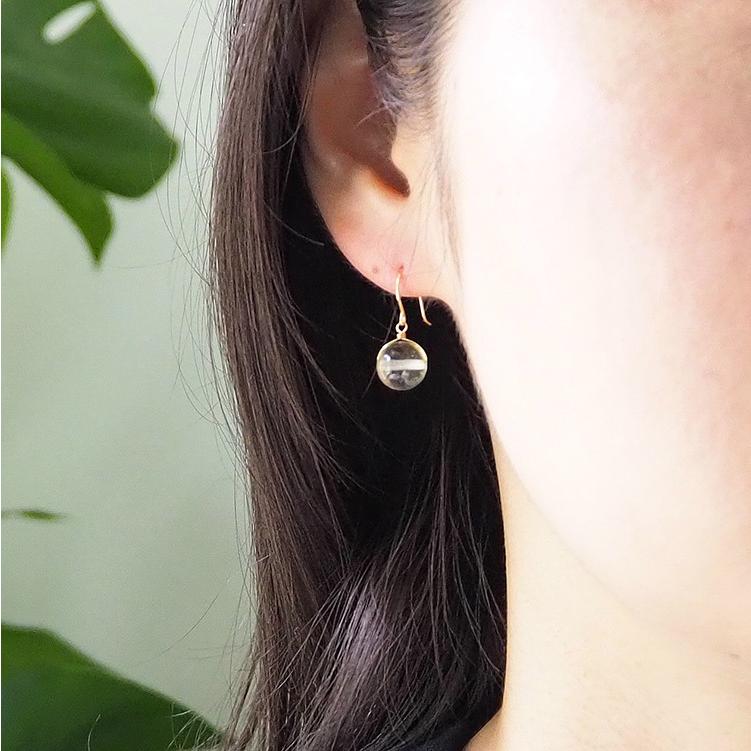 天然石 ピアス K18 18金 リビアングラス フックピアス イヤリング 宇宙