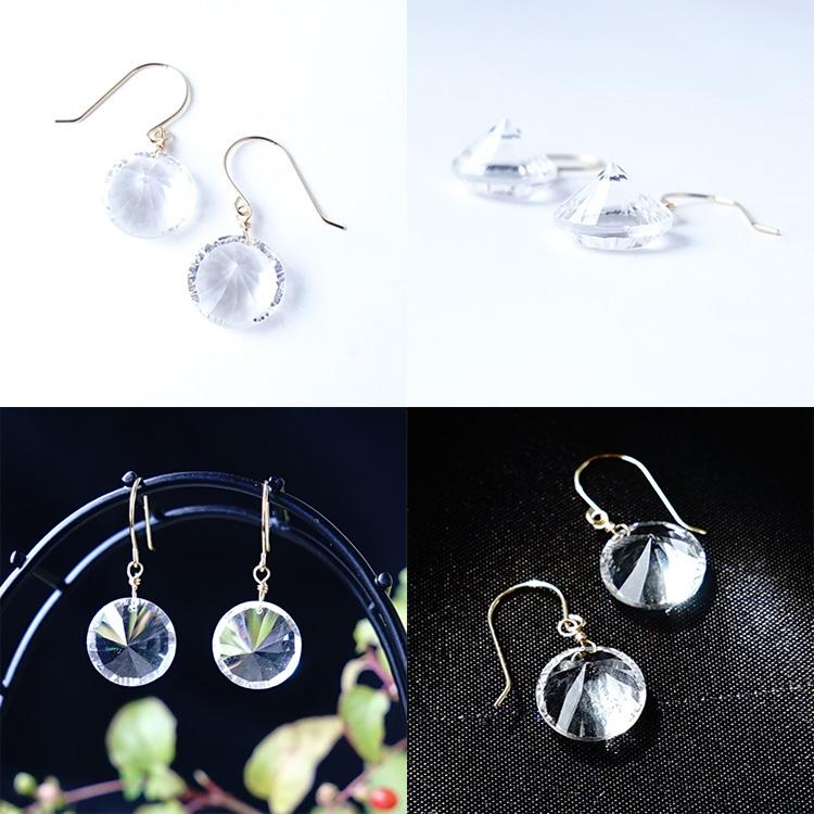 コンケーブカット水晶 ブーケピアス 【公式通販】