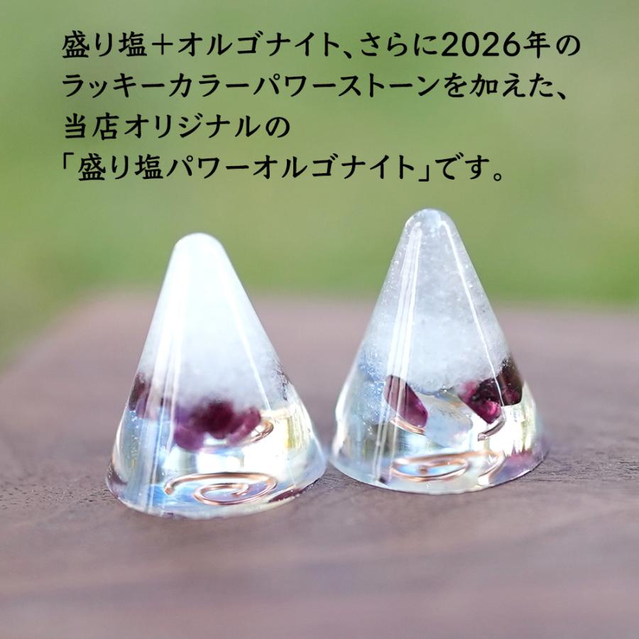 盛り塩 2026年ラッキーカラー ＜2個セット ＋ さざれ水晶25g付き