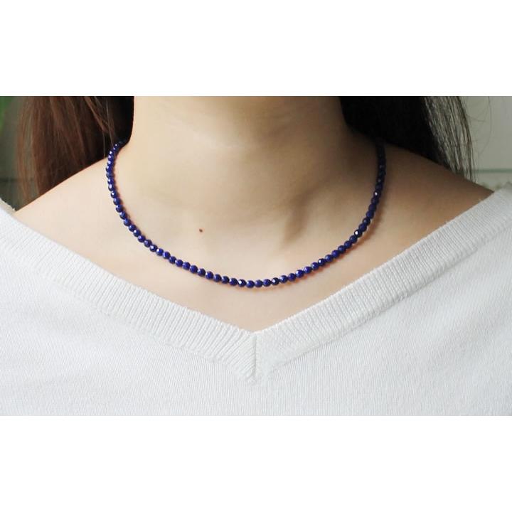 パワーストーン ネックレス K14GF 高品質 ラピスラズリ 多面カット 4mm