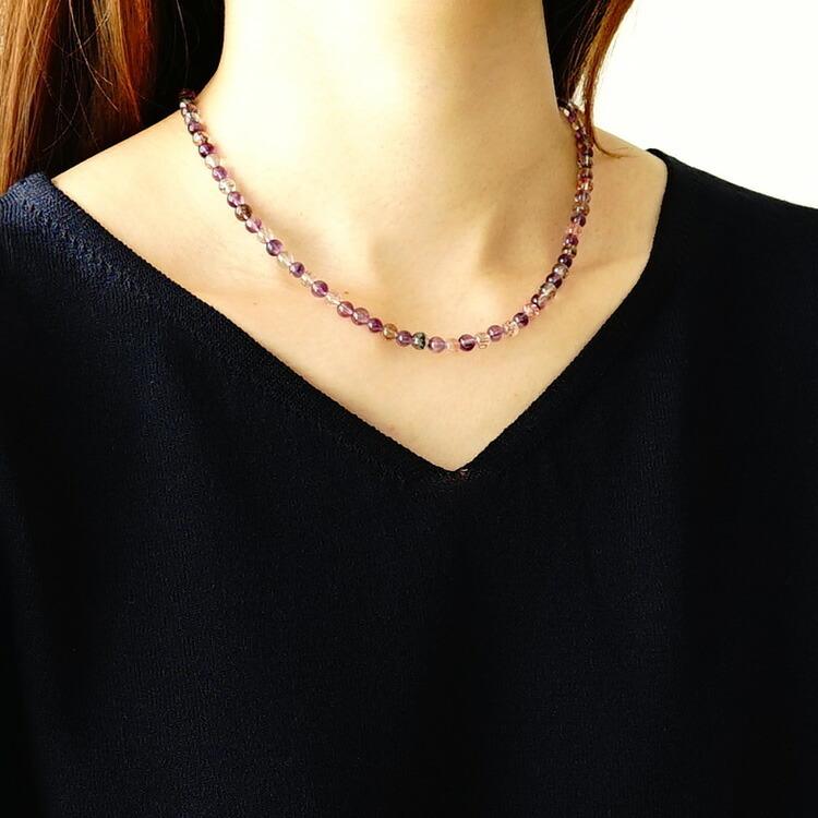 天然石 ネックレス スーパーセブン お守り石 幸運 おしゃれ 可愛い 一連 シルバー９２５ １４KGF レディース パワーストーン ギフト プレゼントの画像