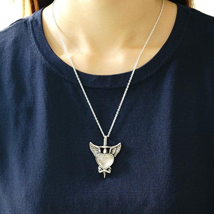 天然石 ペンダント SV925 エンジェルウイング 天使の翼 ハート