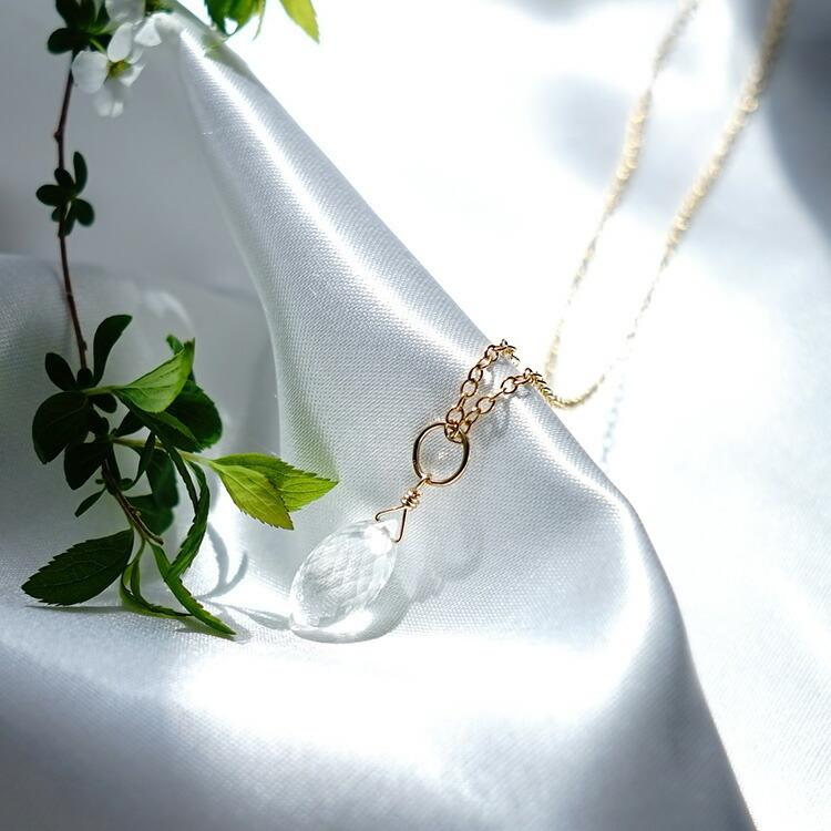天然石 ペンダント 14KGF 水晶 クリスタル シャンデリアカット 浄化