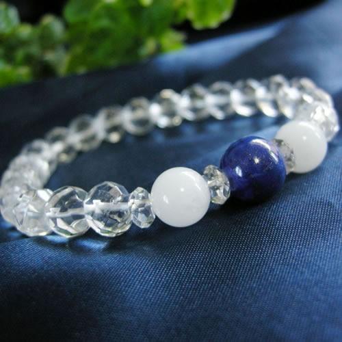らぴす❣️流砂入り水晶とアゼツライトのブレスレット パワーストーン ブレスレット 高品質 5A ラピスラズリ 、 アゼツライト