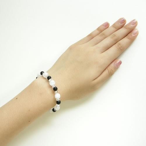 パワーストーン ブレスレット ブラックオニキス ＆ クラック水晶 魔