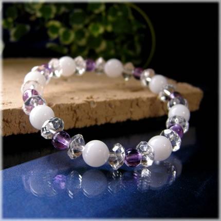 アメジスト　アゼツライト　パワーストーンブレスレット　内径約17cm パワーストーン ブレスレット アゼツライト ＆ アメジスト 癒し 紫水晶