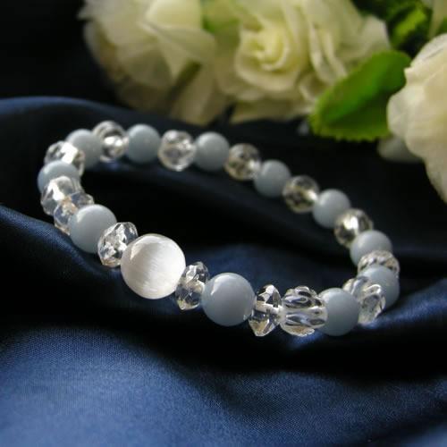 パワーストーン ブレスレット エンジェライト セレナイト & 薔薇水晶