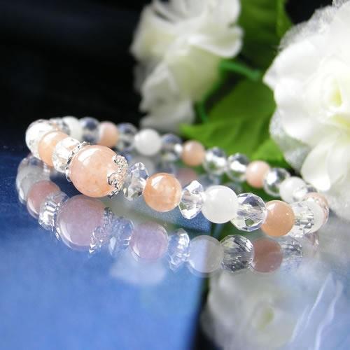 最安 パワーストーン ブレスレット サチャロカローズアゼツライト と ムーンストーン サンムーンストーン 水晶 レディース ブレスレット 天然石 送料無料 公式の Atempletonphoto Com