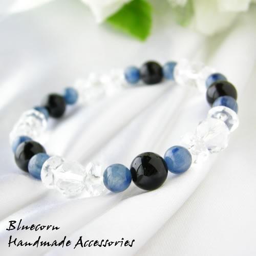 パワーストーン ブレスレット モリオン黒水晶 と カヤナイト & スター