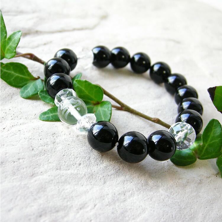 龍梵字パワーストーンブレスレット水晶 楽天市場】パワーストーン 梵字 水晶 オニキス ブレスレット 天然石