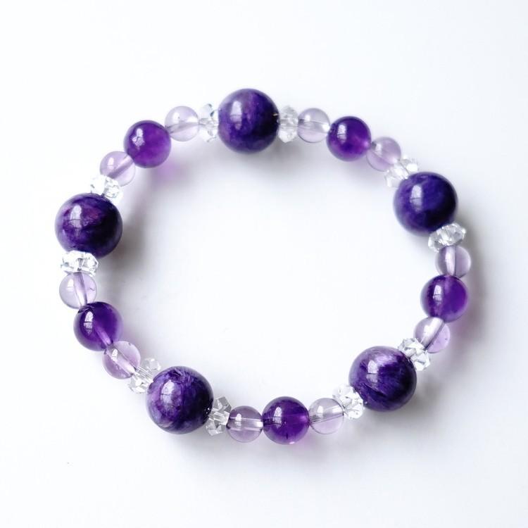 天然石 ブレスレット チャロアイト アメジスト 癒し 幸運 紫 パープル
