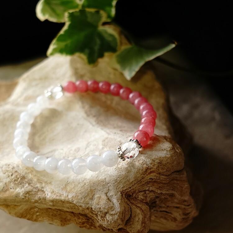 天然石 ブレスレット 高品質 ランキングtop5 インカローズ ムーンストーン バイカラー ピンク レディース ギフト プレゼント 幸運 おしゃれ パワーストーン ロードクロサイト