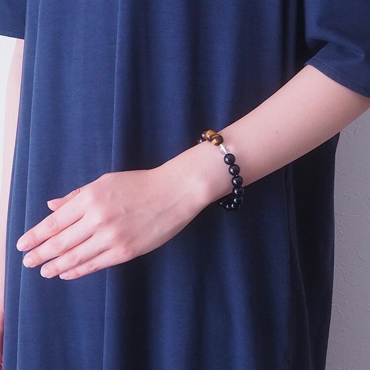 天然石 ブレスレット モリオン黒水晶 タイガーアイ ヒマラヤ水晶 魔