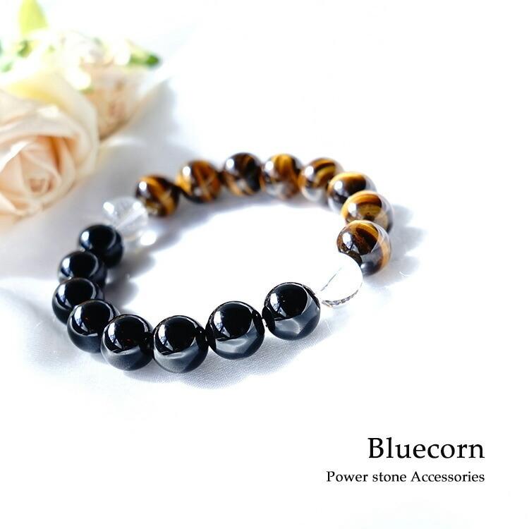 天然石 ブレスレット モリオン黒水晶 タイガーアイ ヒマラヤ水晶 魔