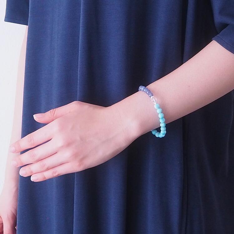 天然石 ブレスレット ラリマー タンザナイト ヒマラヤ水晶  バイカラー 癒し ブルー 爽やか おしゃれ メンズ レディース ギフト パワーストーン プレゼントの画像