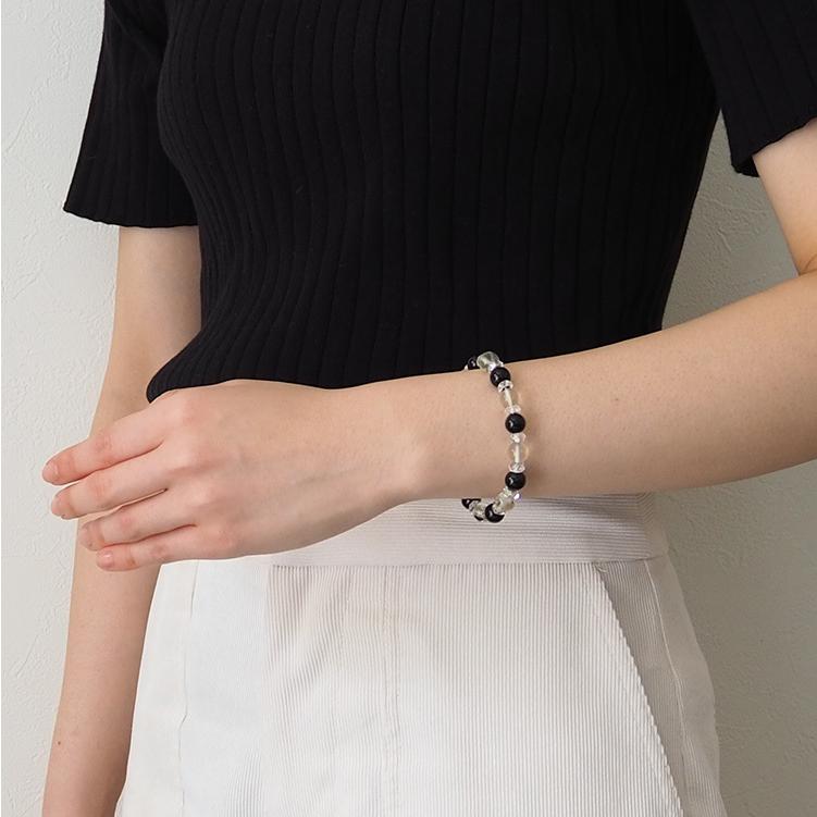 天然石 ブレスレット 大粒 最高級品質 リビアングラス モリオン黒水晶  