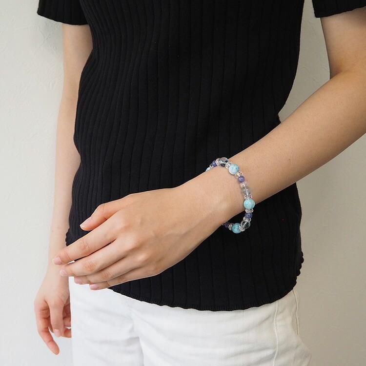 天然石 ブレスレット 高品質 ラリマー ブルートパーズ タンザナイト