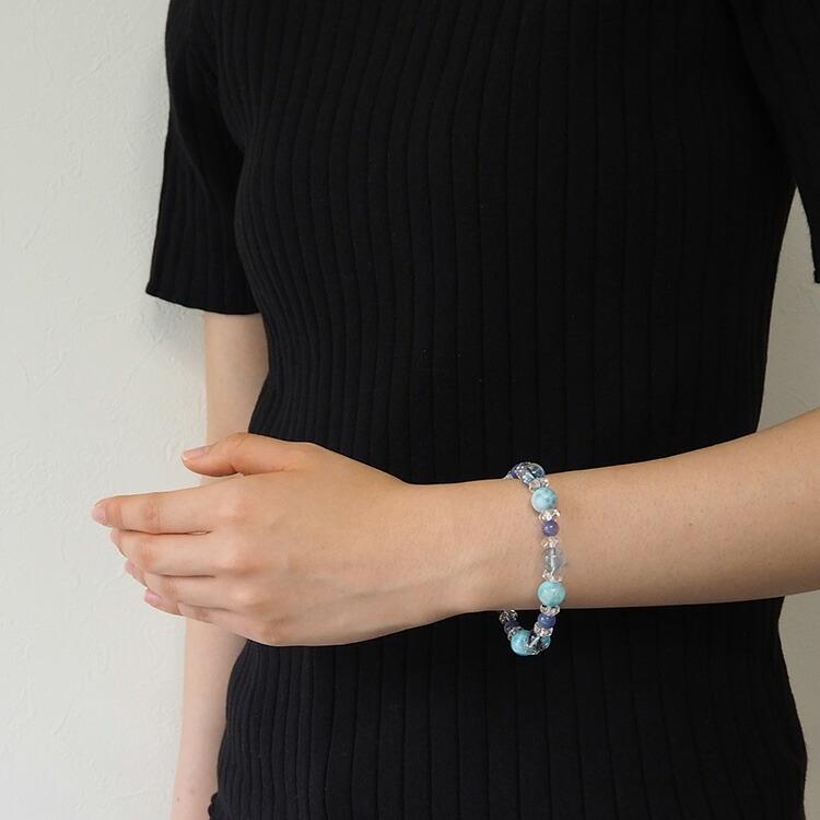 天然石 ブレスレット 高品質 ラリマー ブルートパーズ タンザナイト