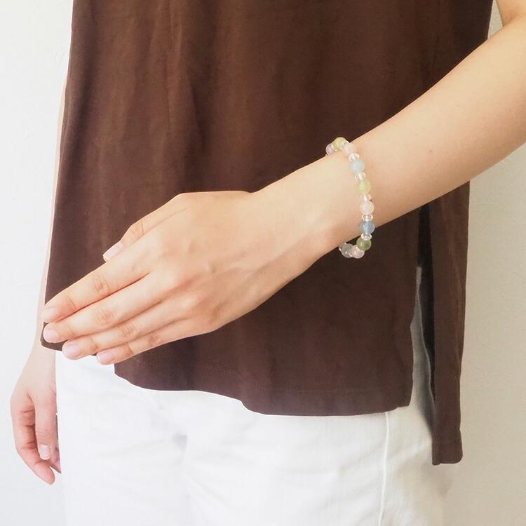 ミックスベリル　天然石ブレスレット ミックスベリル 【ブレスレット】約10mm天然石パワーストーン