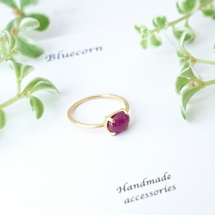 天然石 リング 指輪 ルビー SV925 18KGP仕上げ お守り石 自信 ピンク