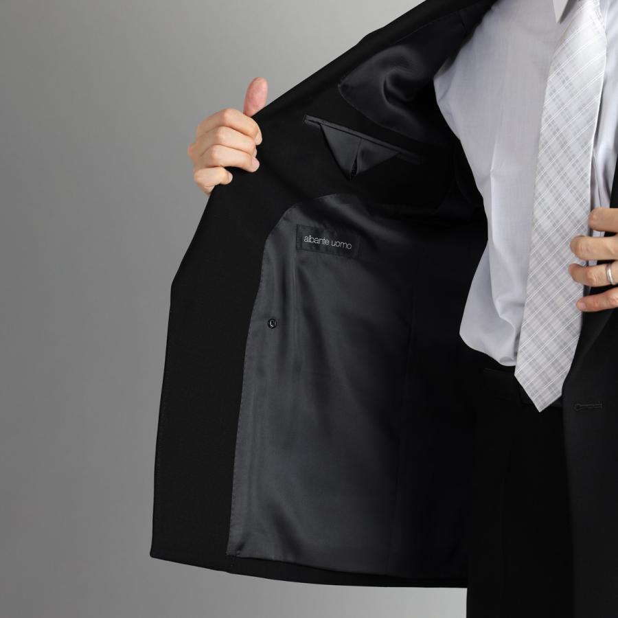 礼服 メンズ 喪服 ダブル ウール100% フォーマル 葬式 通夜 喪服 30代 40代 50代 ワンタック 冠婚葬祭 アジャスター A AB BB E 大きいサイズ 結婚式 濃い黒の画像