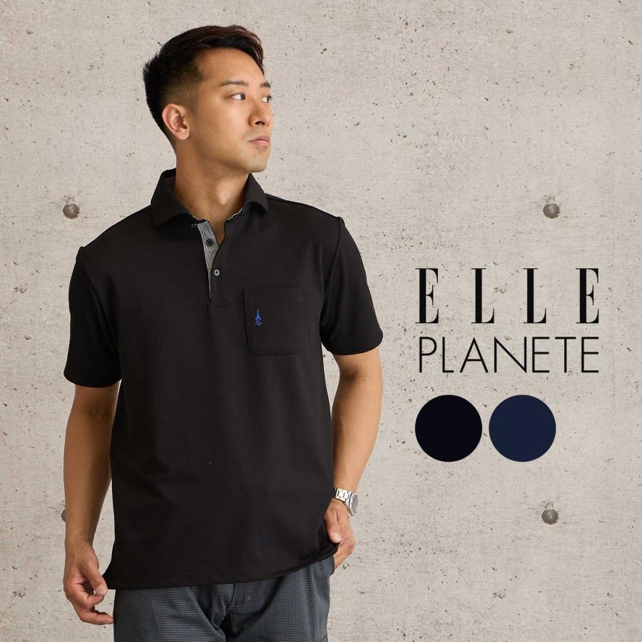 ELLE PLANETE ポロシャツ メンズ 半袖 カッタウェイ 父の日 ポケット