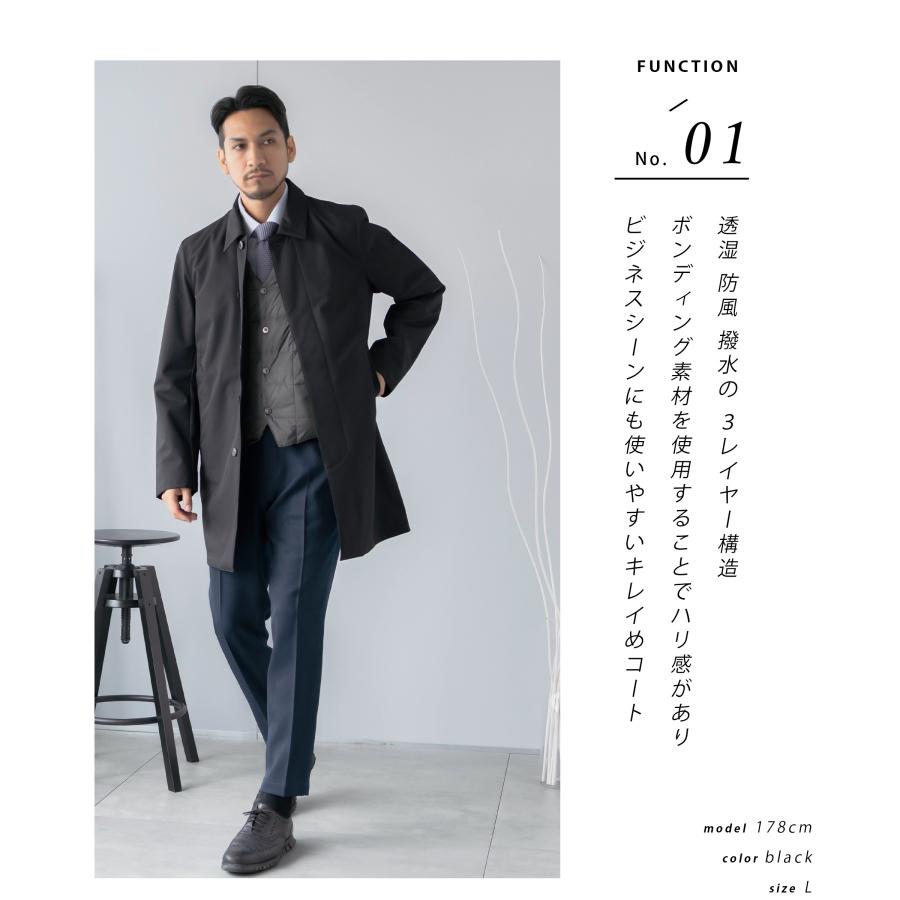 AWC ステンカラーコート メンズ ビジネス 撥水 防風 あったか 裏 AWC ステンカラーコート メンズ ビジネス 撥水 防風 あったか 裏